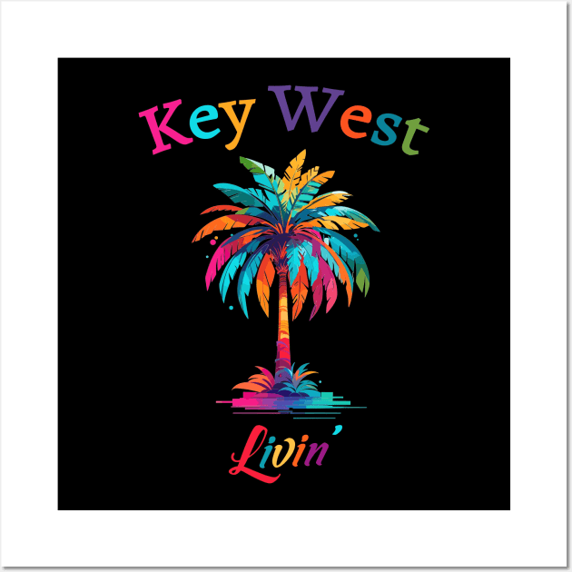 Key West Livin' Watercolor Palm Tree Wall Art by eighttwentythreetees